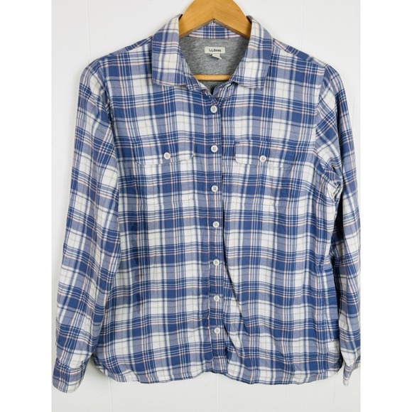 L.L. Bean Tops - LL Bean Women's Sz Small Plaid Lined Shirt Shacket Periwinkle Purple Flannel